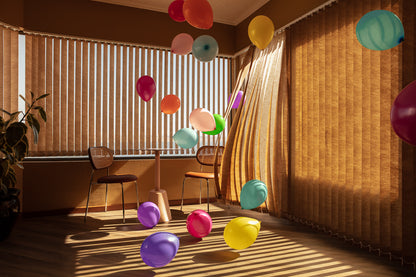 Globos y cortinas